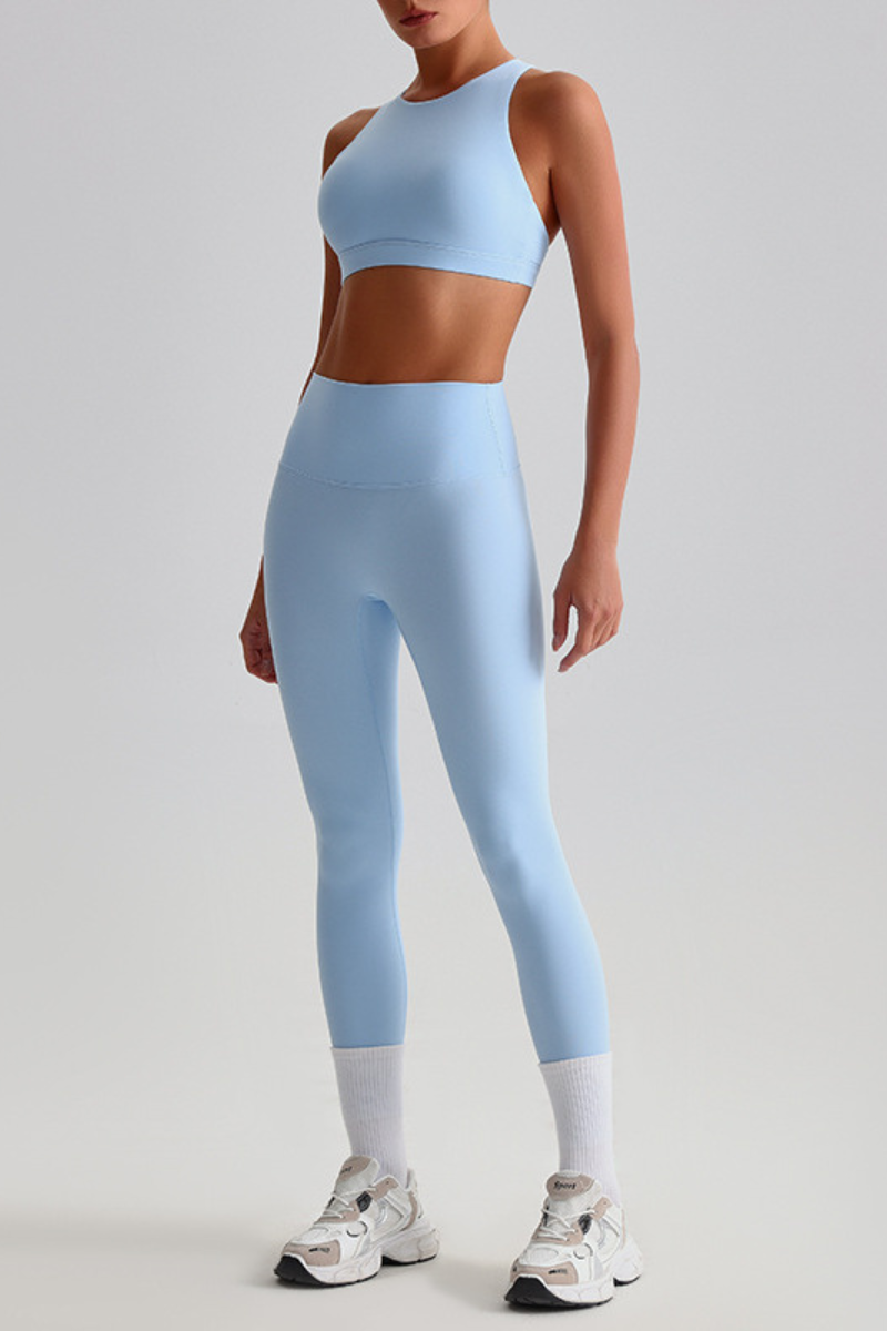 Women's Brushed Mock Neck Bra & Yoga Leggings 2-Piece Set