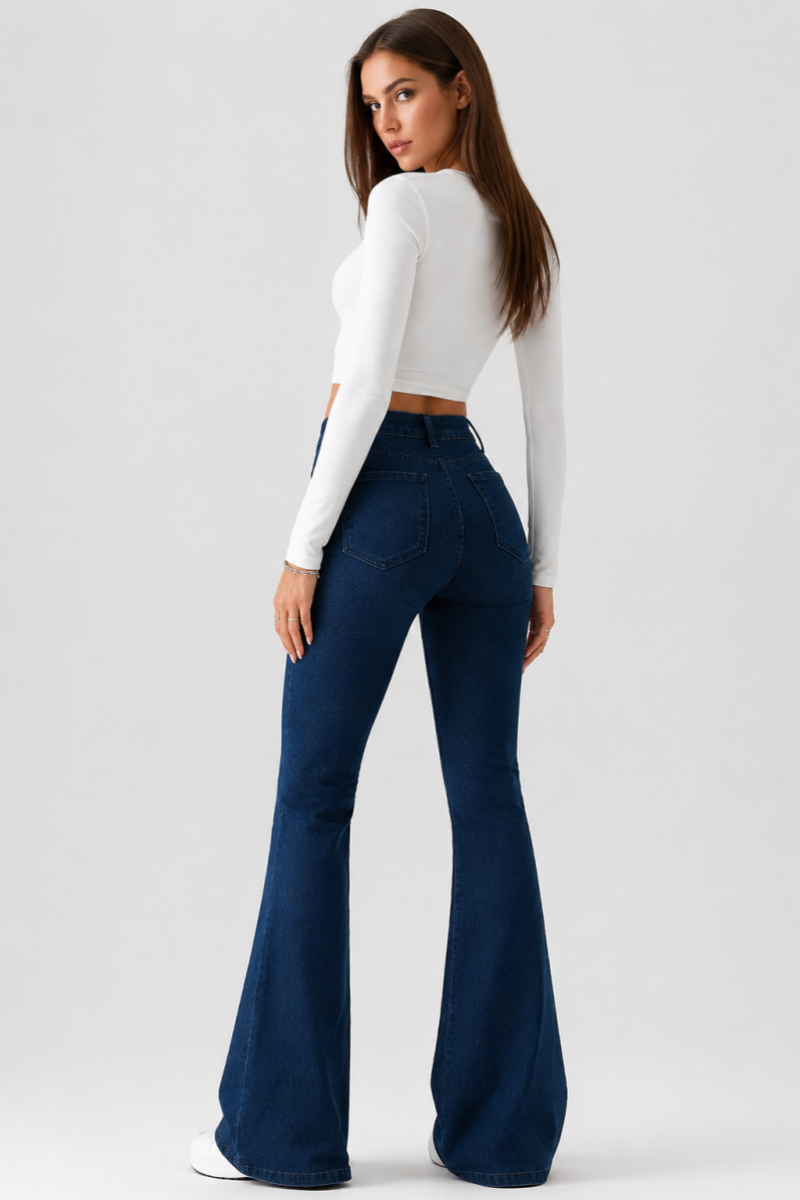 Women's High Waist Stretch Slim Flare Jeans