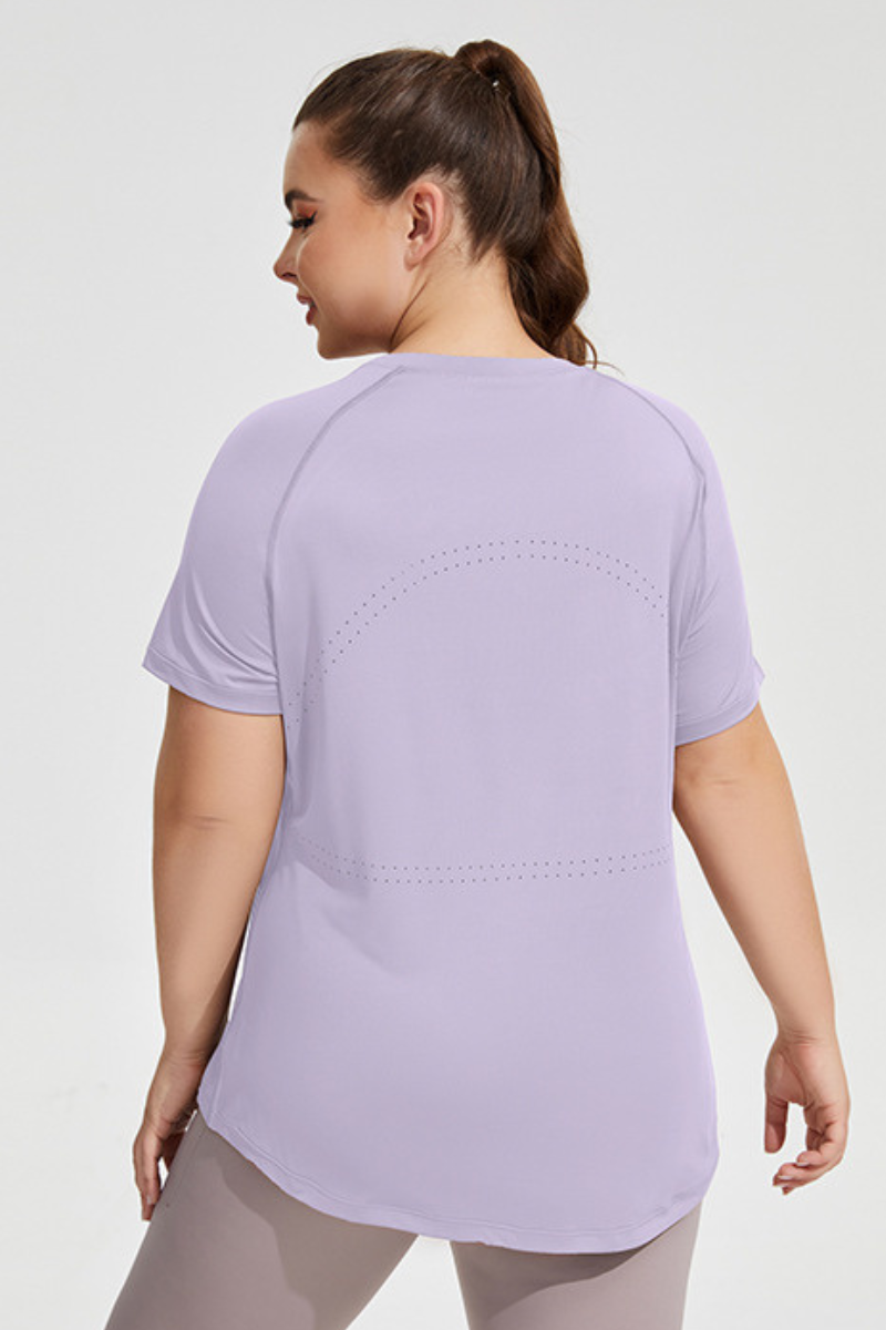 Plus Size Women's Long Breathable Mesh Yoga T-shirt