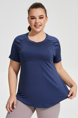 Plus Size Women's Back Mesh Vent Soft Athletic Yoga T-shirt