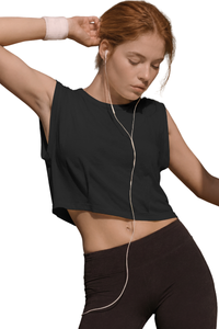 Women's Soft Sleeveless Cropped Crew Neck Tank Top