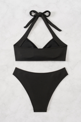 Women's Metal Ring Halterneck Cut Out Sexy Bikini