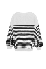 Women's Striped Color Block Oversized Knit Sweater