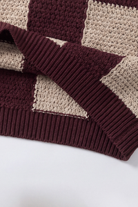 Women's Loungewear Contrast Checkerboard Loose Knit Sweater