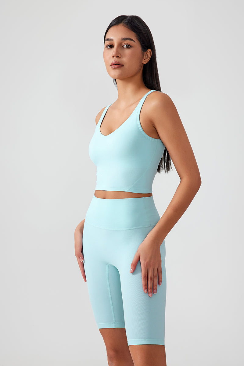 Women Fixed Bra Pads U-Back Nude Shape Fitness Yoga Exercise Vest