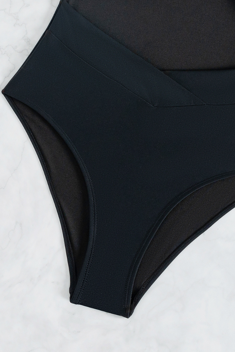 Women's Solid V-neck Cutout Thin Straps Sexy Swimsuit