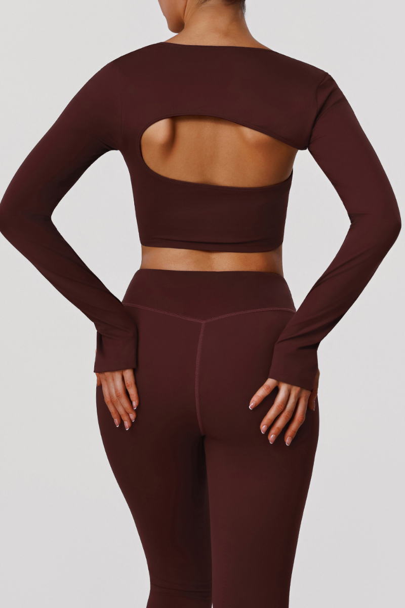 Women's Two Piece Set:Cropped Long Sleee T-shirt & Leggings