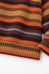 Women's Winter Retro Color Striped Long Sleeve Knit Sweater