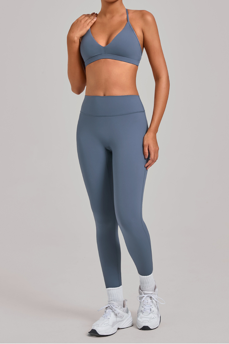 Women's Set:Triangle Cup Thin Straps Bra And High-Waist Leggings