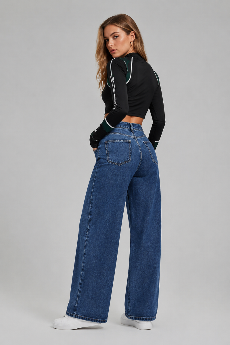 Women's High Waist Heavyweight Wide Leg Jeans