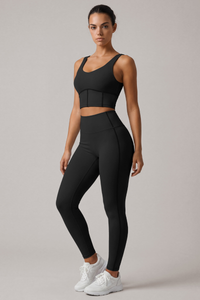 Women's Yoga Set:U-neck Bra And High Waist Leggings