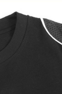 Men Summer Mesh Splice Contrast Stitch Oversized Cotton Tee