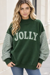 Women's Fall Christmas Letter Embroidery Mockneck Sweatshirt