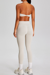 Women's Seamless Yoga Sets:Halter Backless Bra And Leggings