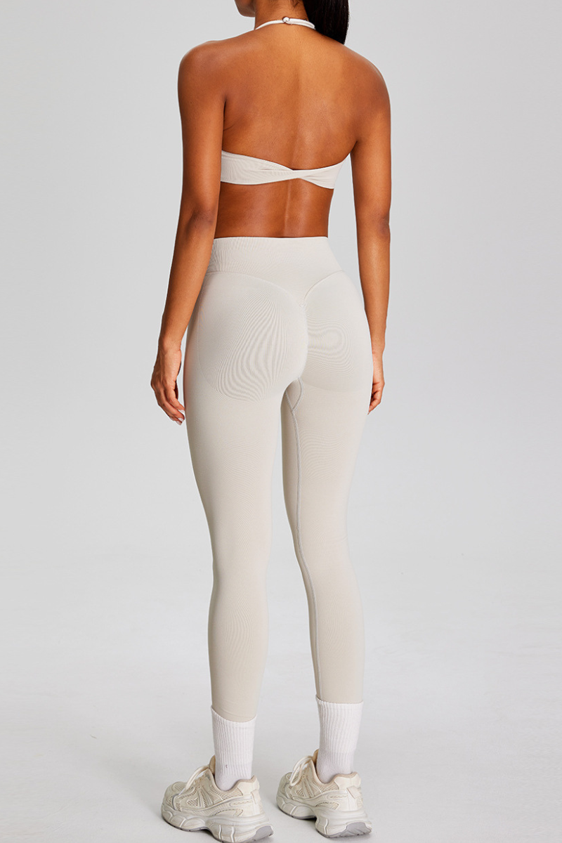 Women's Seamless Yoga Sets:Halter Backless Bra And Leggings
