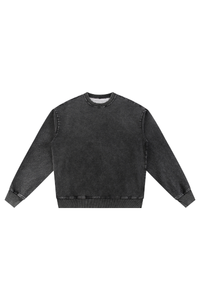 Unisex Fall 380G Heavyweight Washed Denim Relaxed Pullover