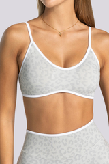 Women's Seamless Contrast Leopard Print Sports Yoga Bra