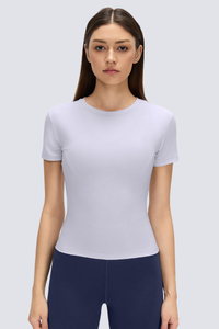 Women's Quick Dry Slim Elastic Cuff Crewneck Yoga Tee