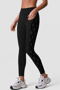 Women's Athletic High-Waisted Leggings with Side Mesh Panels