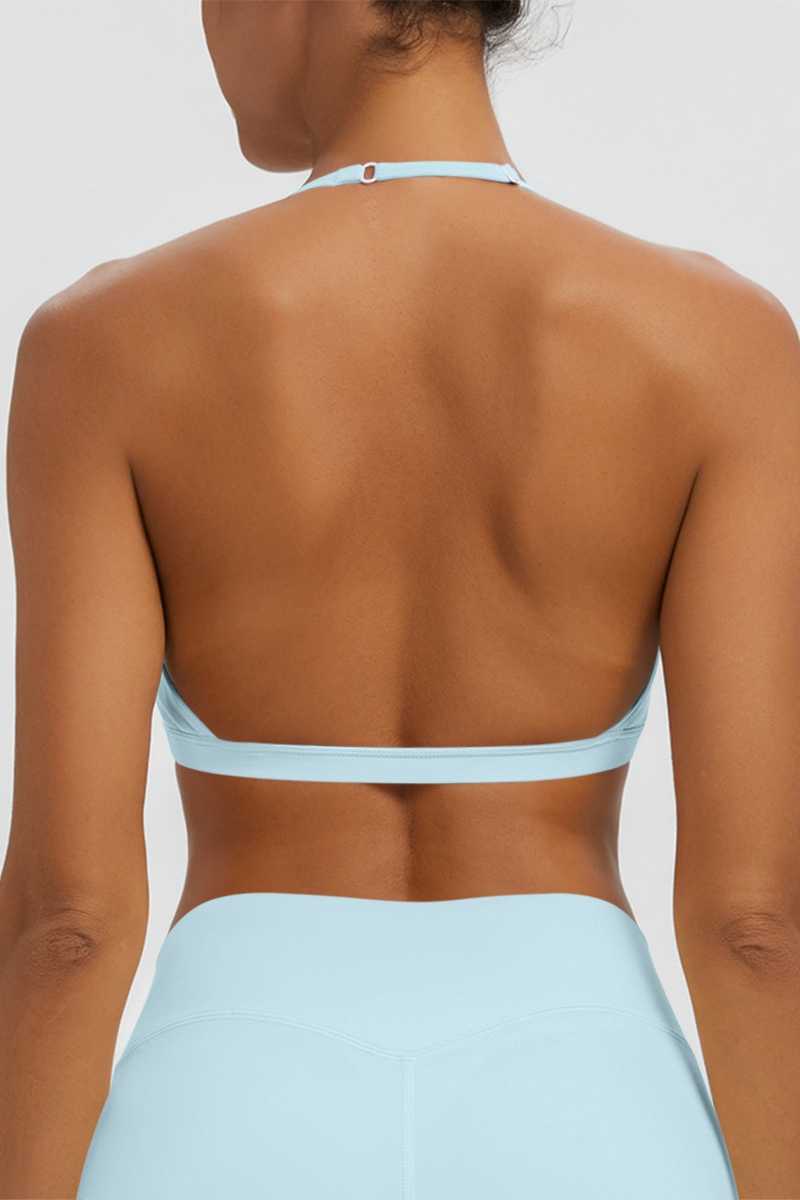 Women's Naked Feel Padded Halter V Neck Sports Bra