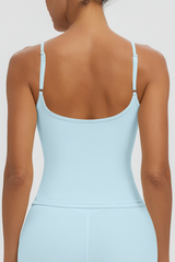 Women Square Neck Adjustable Thin Strap Workout Tank Top