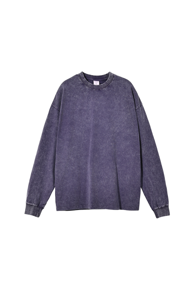 Unisex 100% Cotton Fall Vintage Washed Oversized Pullover