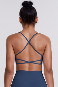 Women's Crisscross Back Spaghetti Straps Quick Dry Sports Bra