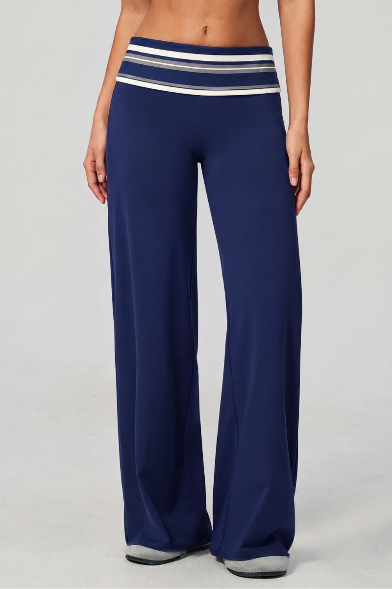 Women's Fall Vintage  Low-Rise Fold-Over Color-Block Pants
