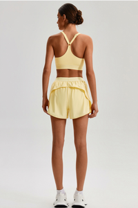 Women's Y-Back Sports Bra & Double-Layer Shorts 2-Piece Set
