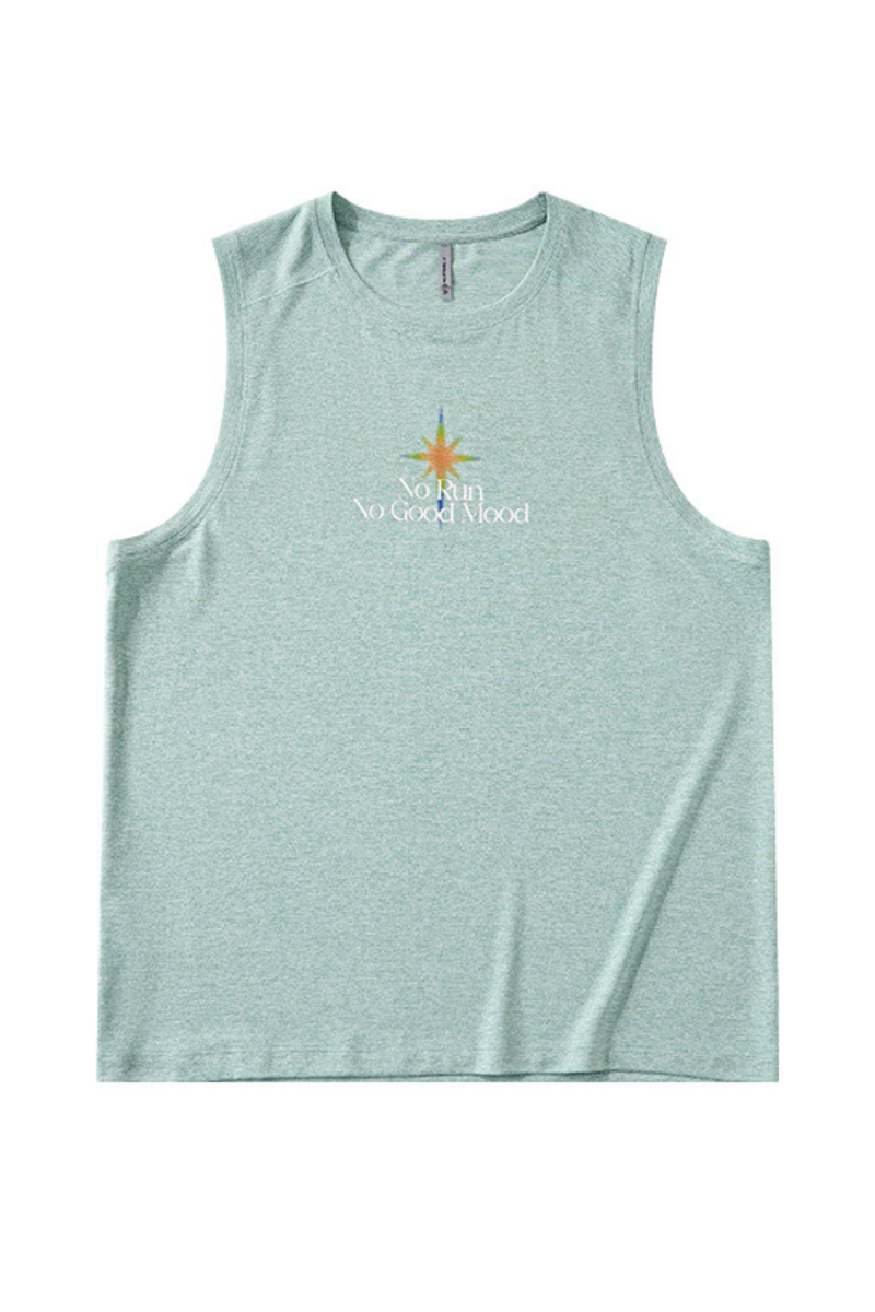 Men's Raglan Crew Neck Printed Quick Dry Athletic Tank Top