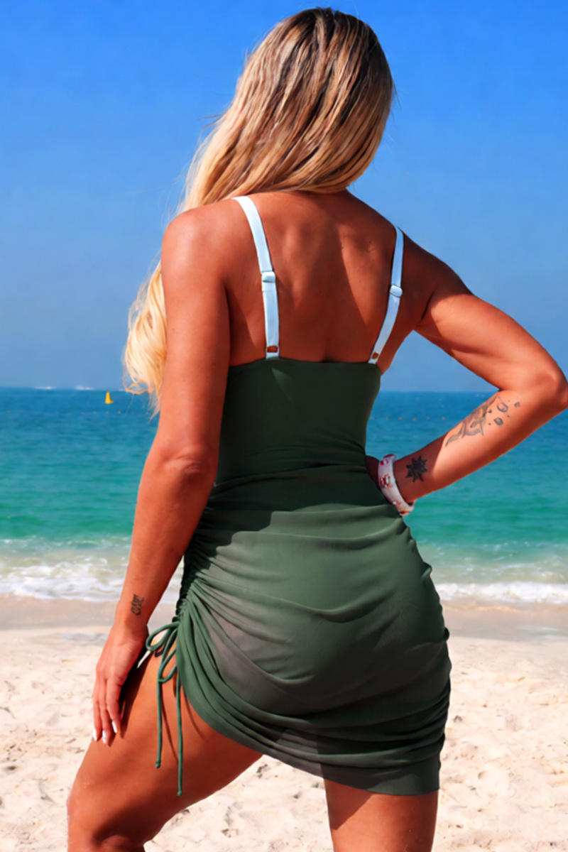 Women's Sweet Vaction Gradient Pleated Side Tie Bikini