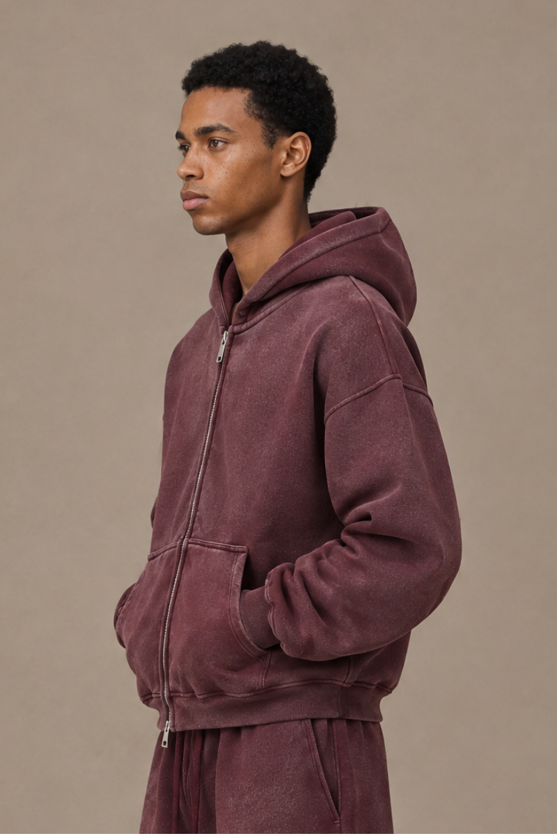 Men's Fleece-Lined Spray-Faded Oversized Hooded Jacket