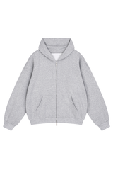 Unisex Fall Relaxed Drop Shoulder Full Zip Hooded Jacket