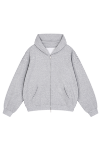 Unisex Fall Relaxed Drop Shoulder Full Zip Hooded Jacket