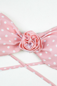 Women's Sexy 3D Floral Wide Leg Adjustable Bikini Set - Pink