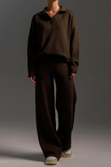 Polo-style knitted pullover shirt with long pants