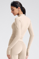 Women's Zip-Up Stand Collar Thumb Hole Workout Sports Jacket