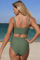 Women's Twist-Front Cross-Waist Two Piece Bikini