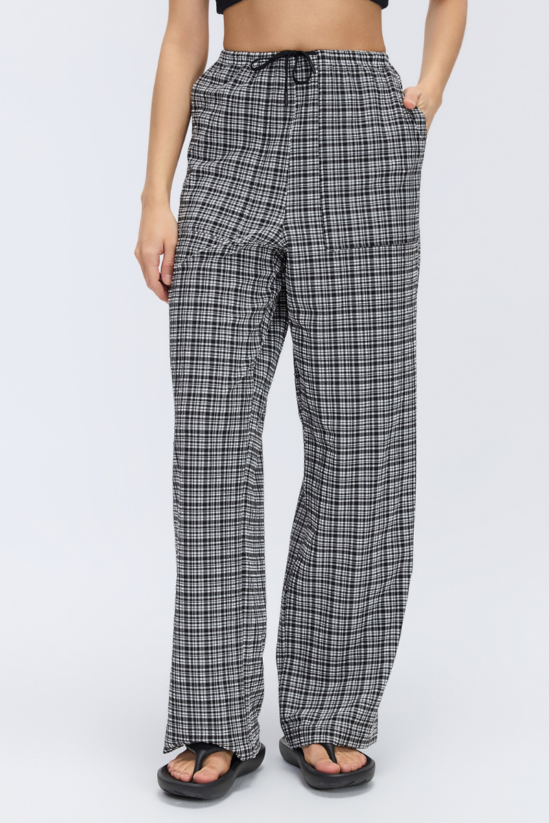 Women's Summer Breathable Plaid  Drawstring Leisure Pants