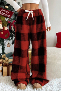 Women's Winter Plaid Thickened Drawstring Loungewear Pant