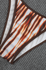 Women's Flame Gradient Metal Ring Halter Triangle Bikini Set