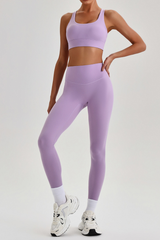 Women's Wide Strap Sports Bra & No Front Seam Leggings Set