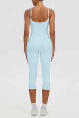 Women's Athletic Tank Top & High Waist Capri Leggings Set