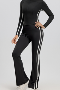 Striped high-waisted yoga set