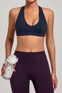 Women's Athletic Halterneck V-neck Cut Out Bra