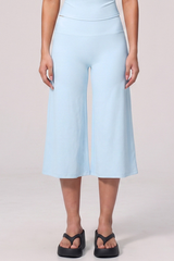 Women's Breathable Brushed Panel Seam Wide Capri Yoga Pants