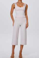 Women's Yoga Sets:Fake Two-Piece Tank Top & Wide Leg Capri Pants