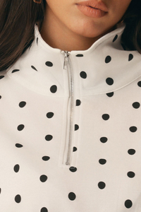 Women's Fall Polka Dot Cropped  1/4 Zip Sweatshirt