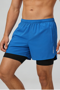 Men's Two Fake Fitness Training Shorts with Built-in Liner