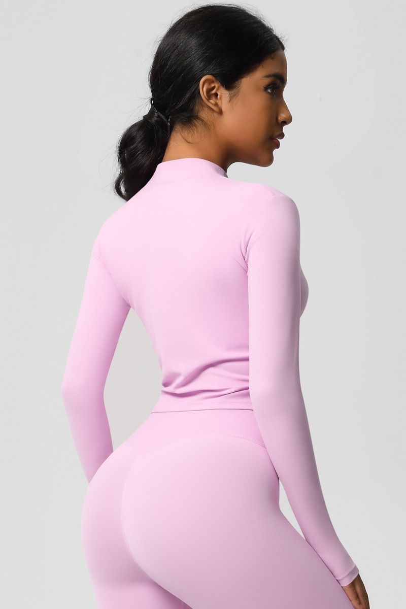 Women's round neck front zipper sports jacket